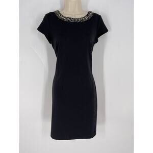 Ellen Tracy Black Mini Dress with Embellished Collar